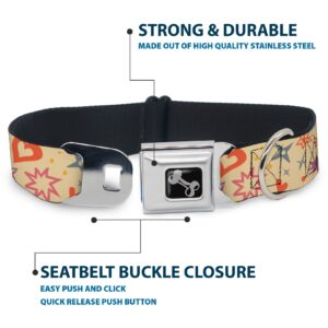 Black/Silver Seatbelt Buckle Collar - Summer Harmony Collage Beige/Multi Color