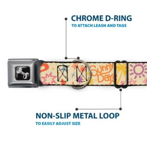 Black/Silver Seatbelt Buckle Collar - Summer Harmony Collage Beige/Multi Color - Image 2