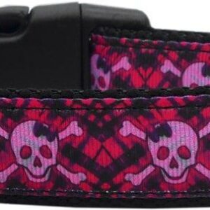 Hot Pink Plaid Skulls Nylon Collars